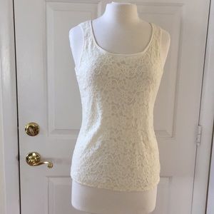 Talbots stretchy ivory lined lace tank cami